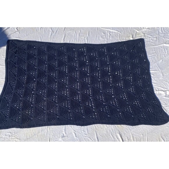 TOMMY HILFIGER 80x53 Cable Knit Soft Throw Blanket 100% Cotton - Picture 2 of 8